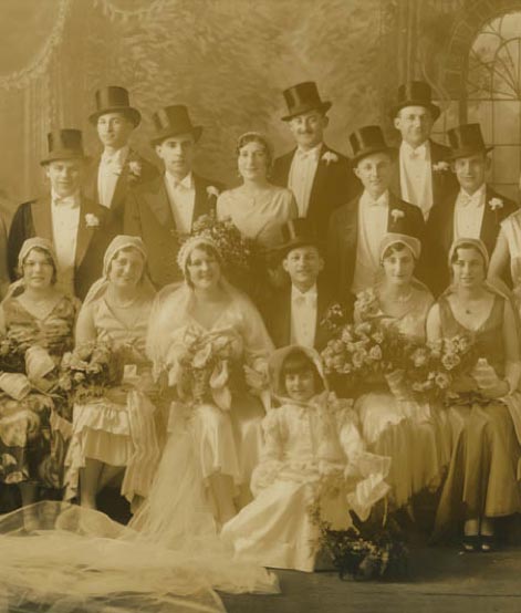 Marion Metz Greene and Leo Greene wedding party, March 2, 1930